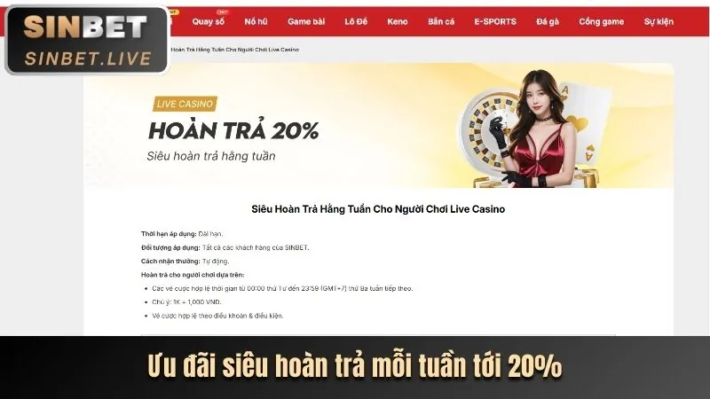 Ưu đãi hoàn trả hàng tuần cho người chơi cá cược thể thao